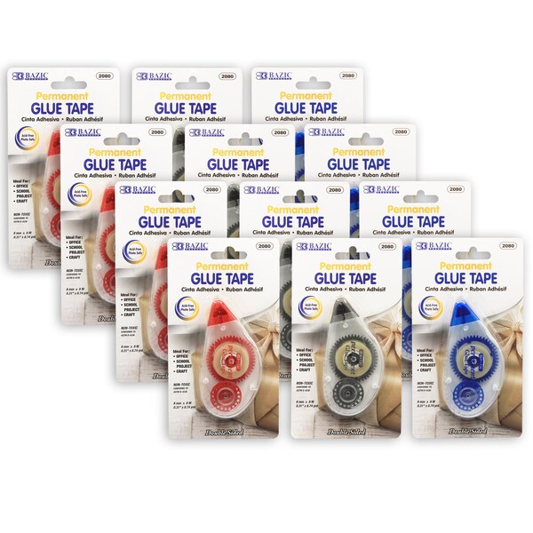 Bazic Permanent Glue Tape, 8mm x 8m, PK12 2080 - main